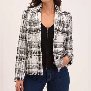NWT Elie Elie Tahari Plaid Two Button Notch Collar Blazer/ Jacket Sz. 6